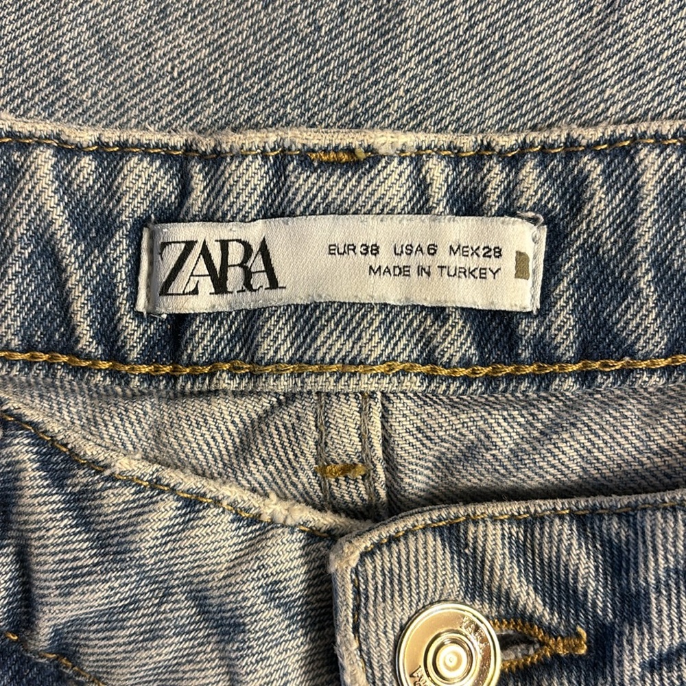 Zara High Waisted Straight Leg Light Wash Blue Jeans Women’s Size 6 - Picture 11 of 14
